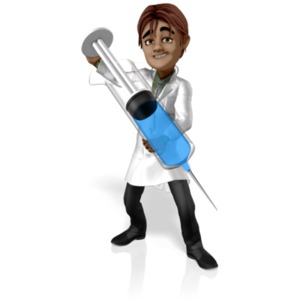 Doctor Simon Giant Syringe PowerPoint clipart graphic preview.