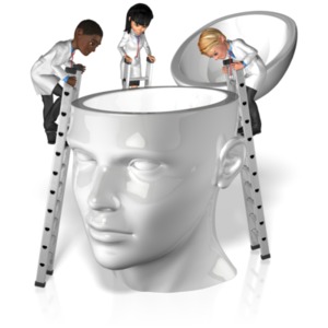 Doctors Explore Inside Head PowerPoint clipart graphic preview.