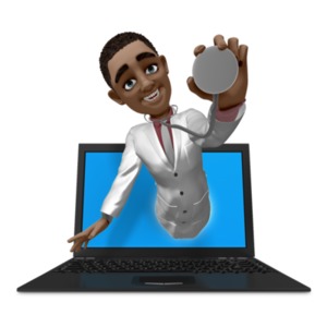 Ethan Doctor Out Of Laptop PowerPoint clipart graphic preview.