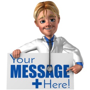 Doctor Simon Holding Pointing At Sign Customizable PowerPoint clipart graphic preview.