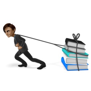 Brad Pulling A Load Books PowerPoint clipart graphic preview.