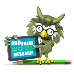 Owl Holding Custom Tablet Customizable PowerPoint clipart graphic preview.