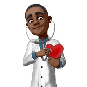 Ethan Checking Heart PowerPoint clipart graphic preview.