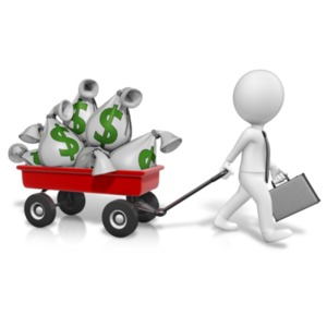 Wagon Full Of Money PowerPoint clipart graphic preview.
