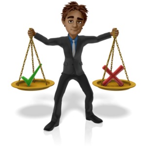 Man Hold Scales Decision PowerPoint clipart graphic preview.