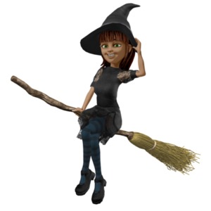 Nice Witch Riding Broom PowerPoint clipart graphic preview.