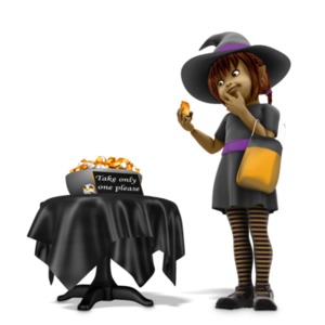 Sally Witch Obey Halloween Rules PowerPoint clipart graphic preview.