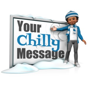 Girl In Scarf Next To Message Board Customizable PowerPoint clipart graphic preview.