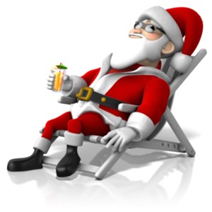 Santa At Beach PowerPoint clipart graphic preview.
