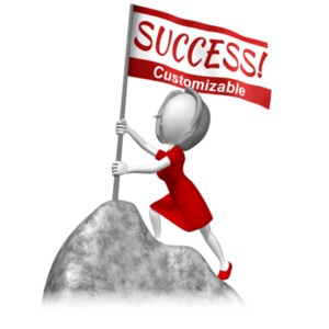 Woman Stake Flag Mountain Summit Customizable PowerPoint clipart graphic preview.