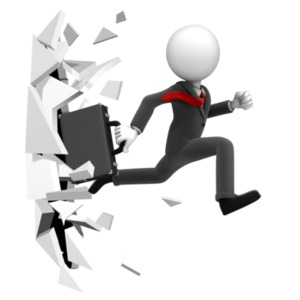 Break Through Figure PowerPoint clipart graphic preview.
