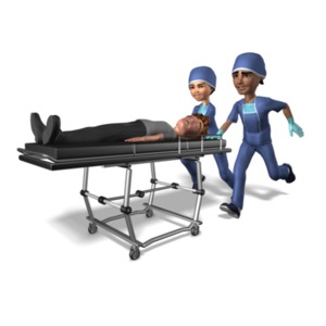 Medical Team Pushing Gurney PowerPoint clipart graphic preview.