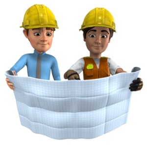 Analyzing Blue Print PowerPoint clipart graphic preview.