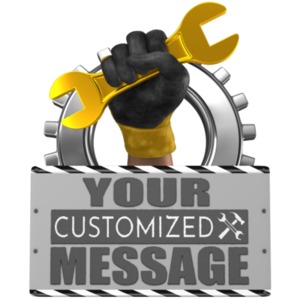 Hand Holding Wrench With Sign Customizable PowerPoint clipart graphic preview.