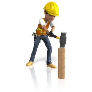 Construction Guy Sledgehammer PowerPoint clipart graphic preview.