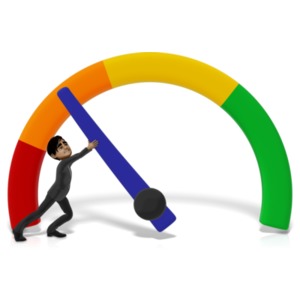 Businessman Stopping Gauge PowerPoint clipart graphic preview.