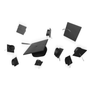 Graduation Hat Toss PowerPoint clipart graphic preview.