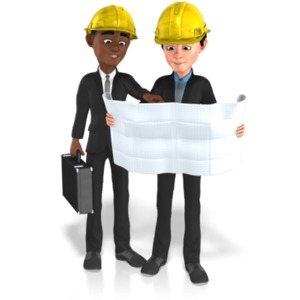 Businessmen Plans Contruct PowerPoint clipart graphic preview.