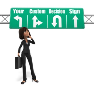 Woman Sign Decision Customizable PowerPoint clipart graphic preview.