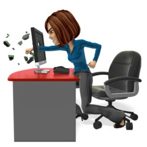 Business Woman Punch Screen PowerPoint clipart graphic preview.