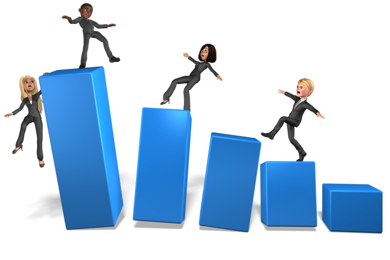 High-resolution clipart illustration of Team On Wobbly Bar Graph, designed for seasonal marketing campaigns, corporate event presentations, and holiday promotions.