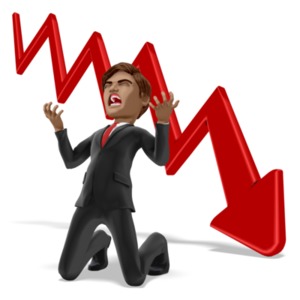 Businessman Despair Graph PowerPoint clipart graphic preview.