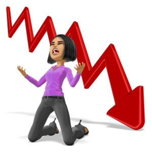 Business Woman Despair Graph PowerPoint clipart graphic preview.