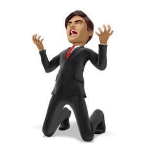 Businessman On Knees In Despair PowerPoint clipart graphic preview.