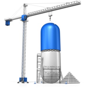 Pill Being Built PowerPoint clipart graphic preview.
