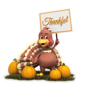 Turkey Holding Sign Customizable PowerPoint clipart graphic preview.