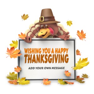 Pilgrim Turkey Frame Customizable PowerPoint clipart graphic preview.