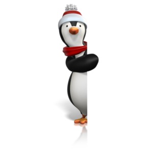 Penguin Peek Out Side PowerPoint clipart graphic preview.