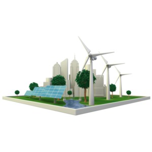 Renewable Energy City PowerPoint clipart graphic preview.