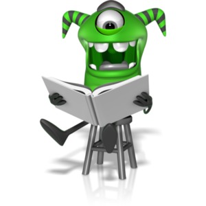 M Monster Reading Story PowerPoint clipart graphic preview.