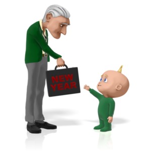 Old New Businessman New Year PowerPoint clipart graphic preview.