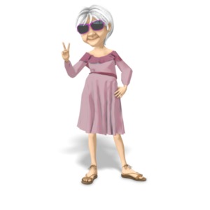 Martha Throwing Peace Sign PowerPoint clipart graphic preview.