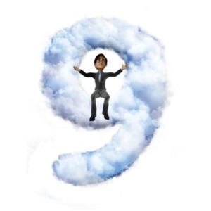 Brad Sitting On Cloud Nine PowerPoint clipart graphic preview.