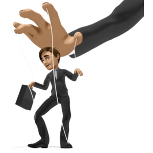 Business Man Puppet PowerPoint clipart graphic preview.