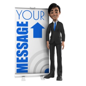 Brad Open Roller Banner Customizable PowerPoint clipart graphic preview.