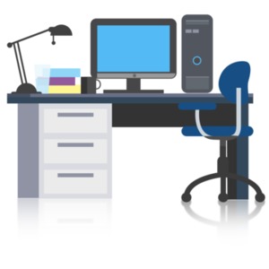 Simple Office Desk PowerPoint clipart graphic preview.