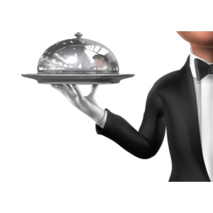 Holding Elegant Closed Platter PowerPoint clipart graphic preview.