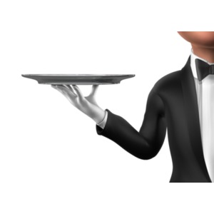 Holding Elegant Platter Top Off PowerPoint clipart graphic preview.