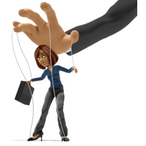 Business Woman Puppet PowerPoint clipart graphic preview.