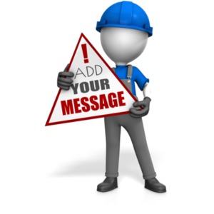 Worker Holding Custom Sign Customizable PowerPoint clipart graphic preview.