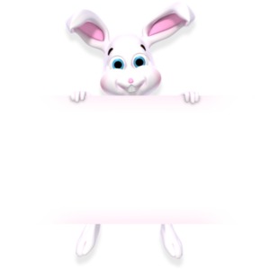 Bunny Holding Sign PowerPoint clipart graphic preview.