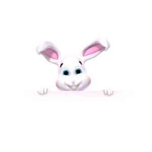 Bunny Holding Sign PowerPoint clipart graphic preview.