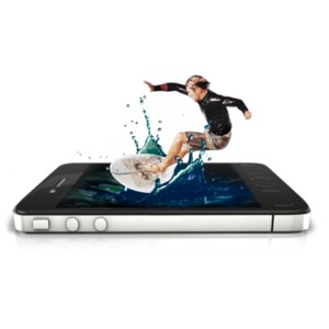Surfer Phone Splash PowerPoint clipart graphic preview.