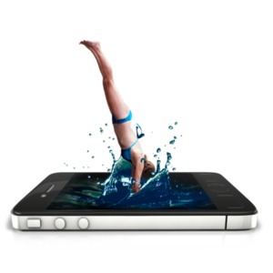 Swimmer Phone Splash PowerPoint clipart graphic preview.