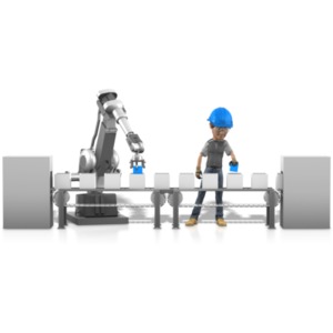Human Robot Working Together PowerPoint clipart graphic preview.