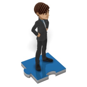 Businessman Puzzle Piece PowerPoint clipart graphic preview.